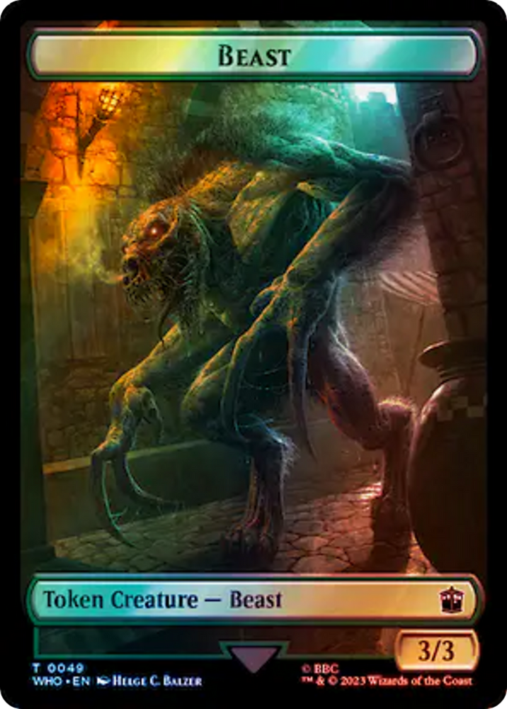 Alien Rhino // Beast Double-Sided Token (Surge Foil) [Doctor Who Tokens] Magic: The Gathering