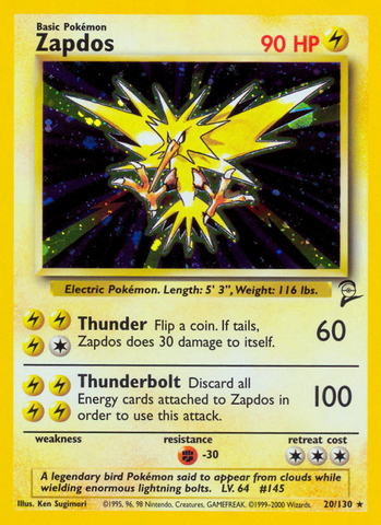 Zapdos (20/130) [Base Set 2] Pokémon