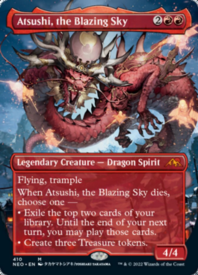 Atsushi, the Blazing Sky (Borderless Alternate Art) [Kamigawa: Neon Dynasty] Magic: The Gathering