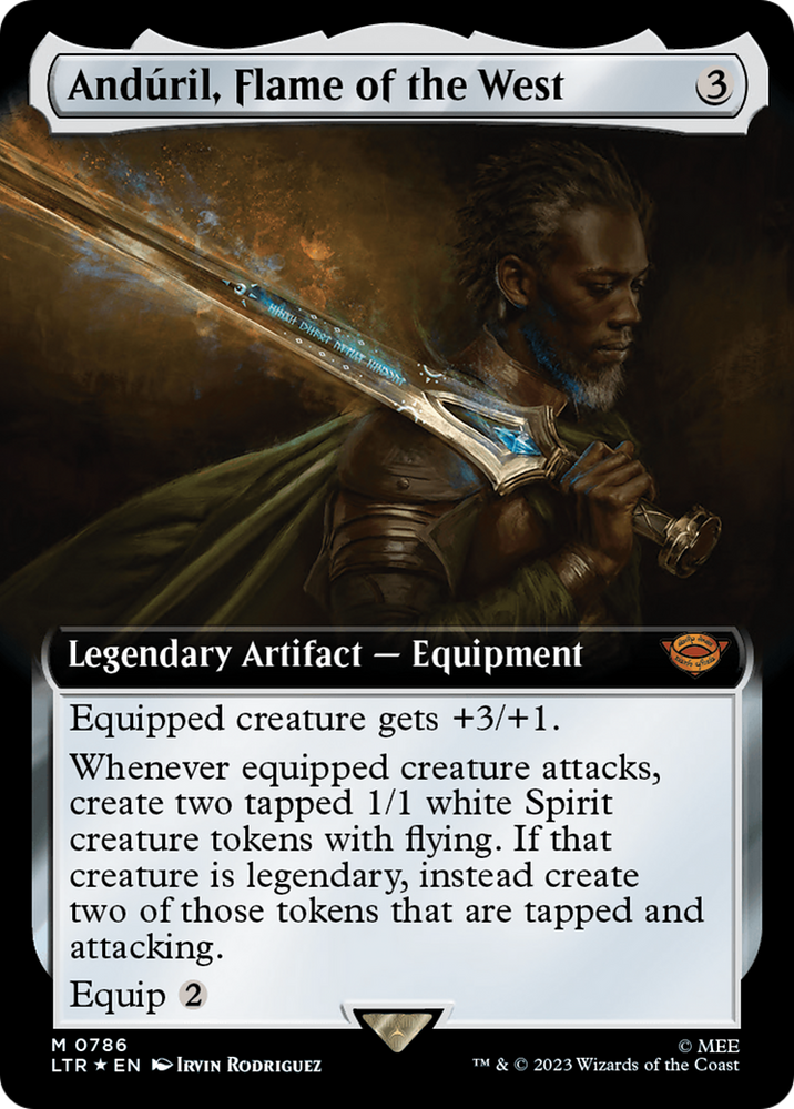 Anduril, Flame of the West (Extended Art) (Surge Foil) [The Lord of the Rings: Tales of Middle-Earth] Magic: The Gathering