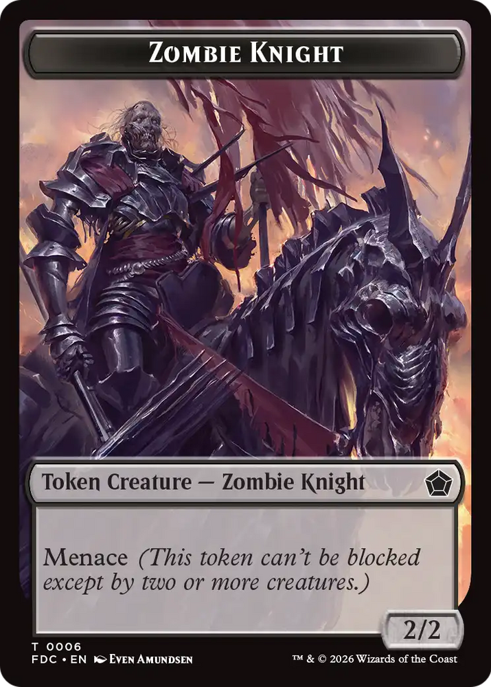 Zombie // Zombie Knight Double-Sided Token [Foundations Commander Tokens] Magic: The Gathering