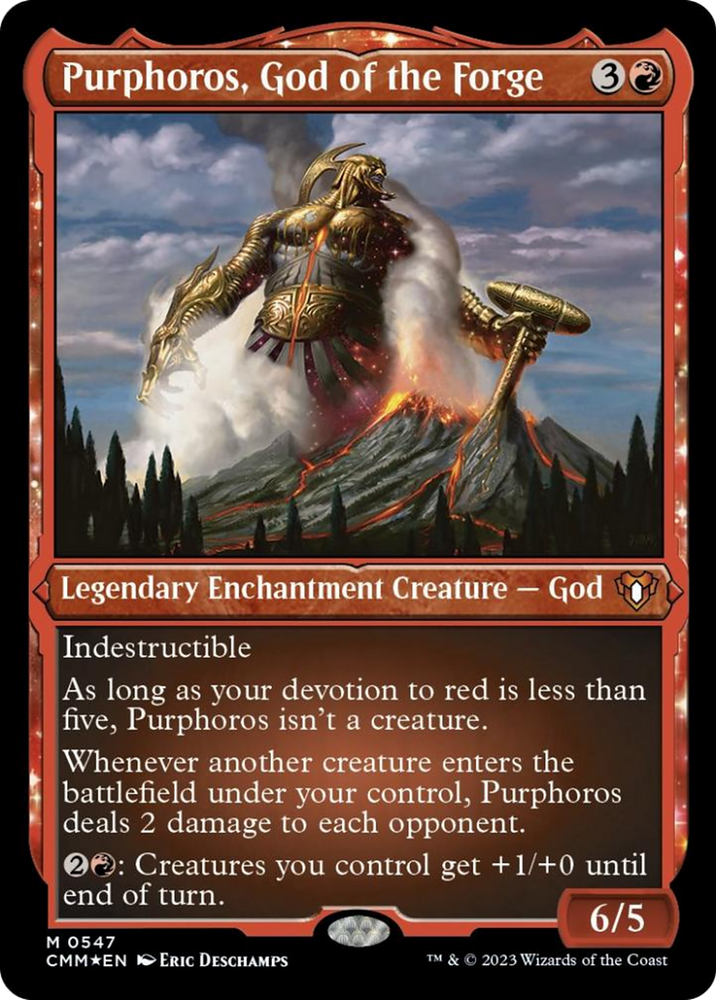 Purphoros, God of the Forge (Foil Etched) [Commander Masters] Magic: The Gathering