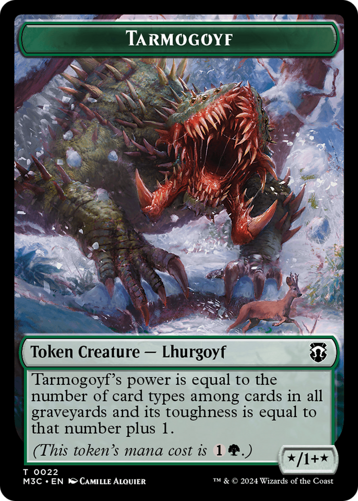 Tarmogoyf (Ripple Foil) // Saproling Double-Sided Token [Modern Horizons 3 Commander Tokens] Magic: The Gathering