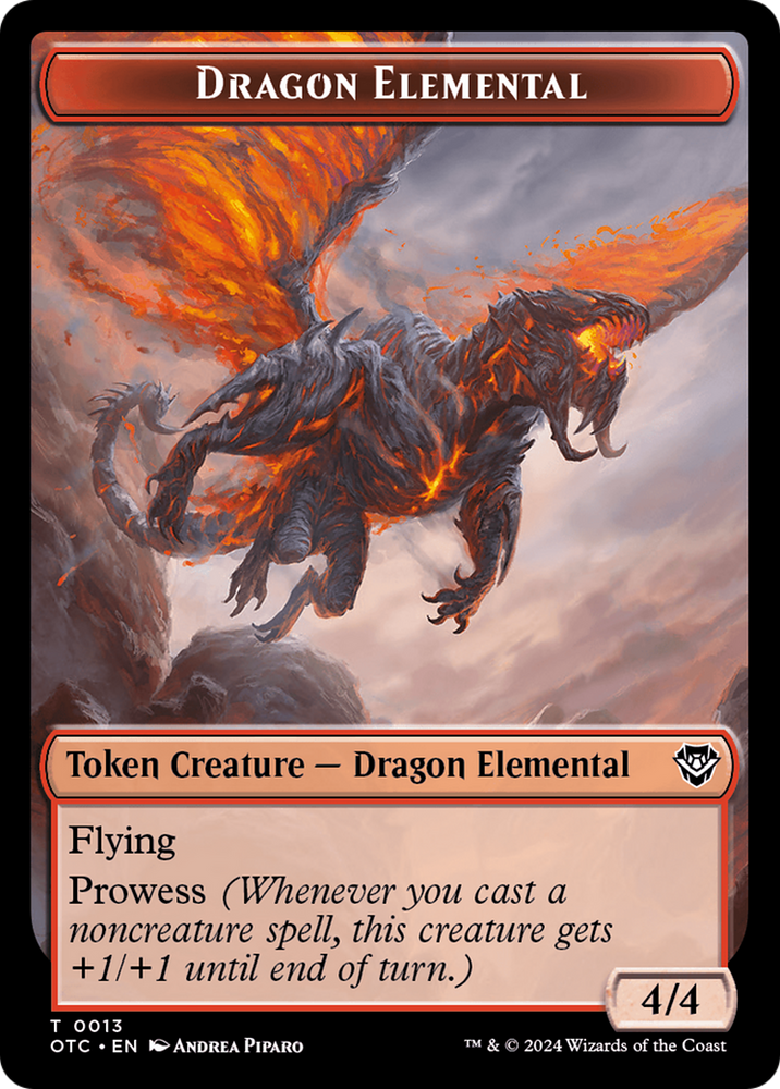 Dragon Elemental // Treasure Double-Sided Token [Outlaws of Thunder Junction Commander Tokens] Magic: The Gathering