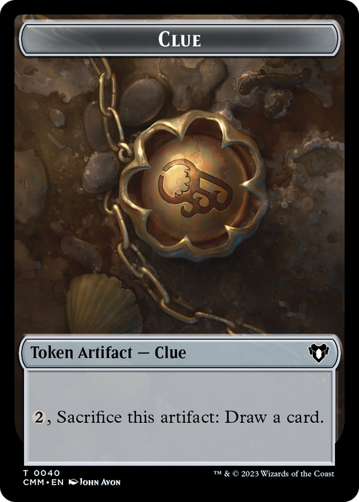 Clue // Cat (0005) Double-Sided Token [Commander Masters Tokens] Magic: The Gathering