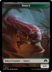 Zombie (Ripple Foil) // Insect (0027) Double-Sided Token [Modern Horizons 3 Tokens] Magic: The Gathering