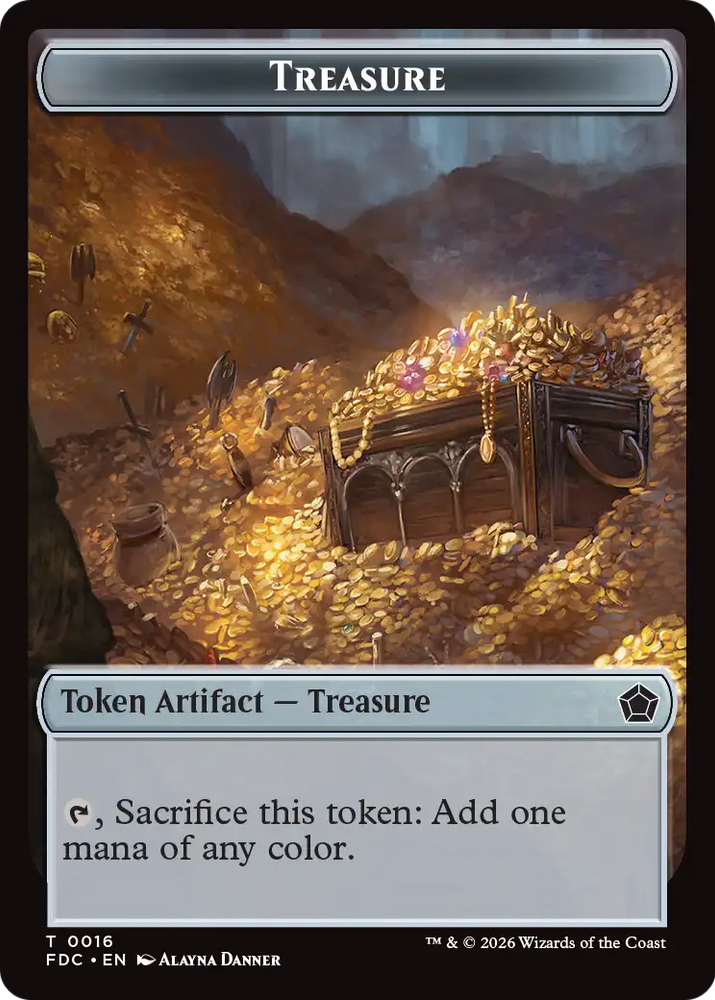 Dragon (0009) // Treasure Double-Sided Token [Foundations Commander Tokens] Magic: The Gathering