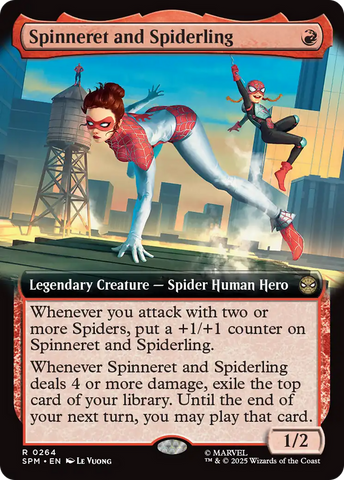 Spinneret and Spiderling (Extended Art) [Marvel's Spider-Man] Magic: The Gathering