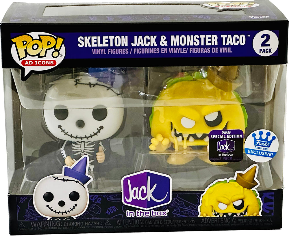 Funko Pop! Ad Icons Jack in The Box- Skeleton Jack & Monster Taco Exclusive Pop! Vinyl Figure 2 Pack FUNKO
