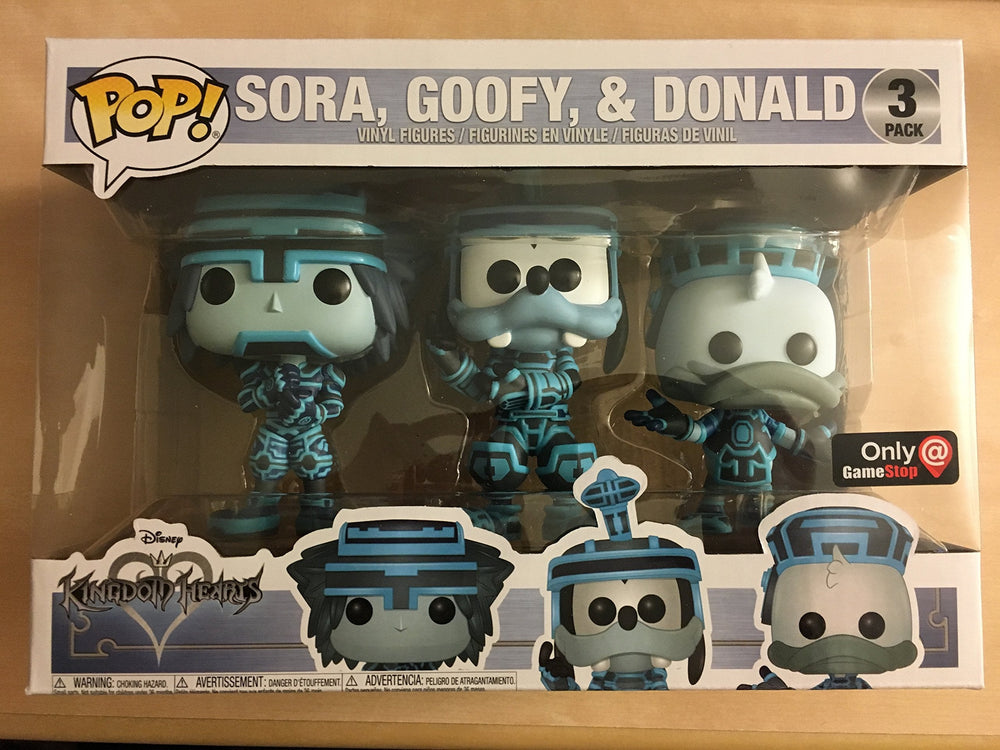 Pop! Disney Kingdom Hearts Sora, Goofy, & Donald Tron Suits (Gamestop Exclusive) FUNKO