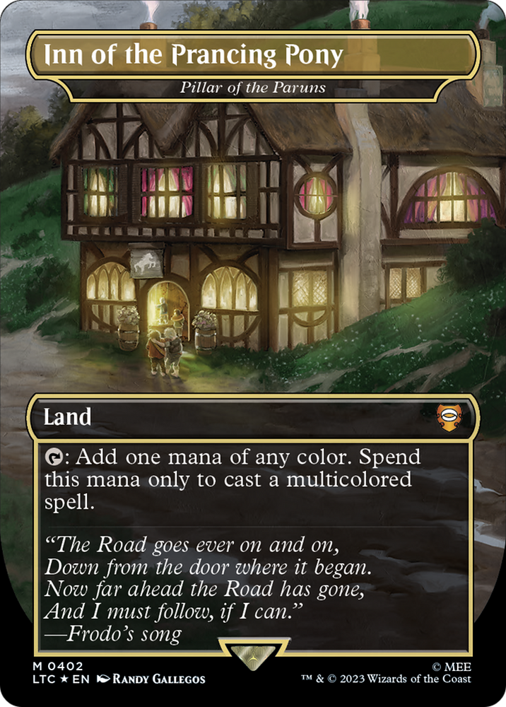 Inn of the Prancing Pony - Pillar of the Paruns (Borderless) (Surge Foil Realms and Relics) [The Lord of the Rings: Tales of Middle-Earth Commander] Magic: The Gathering