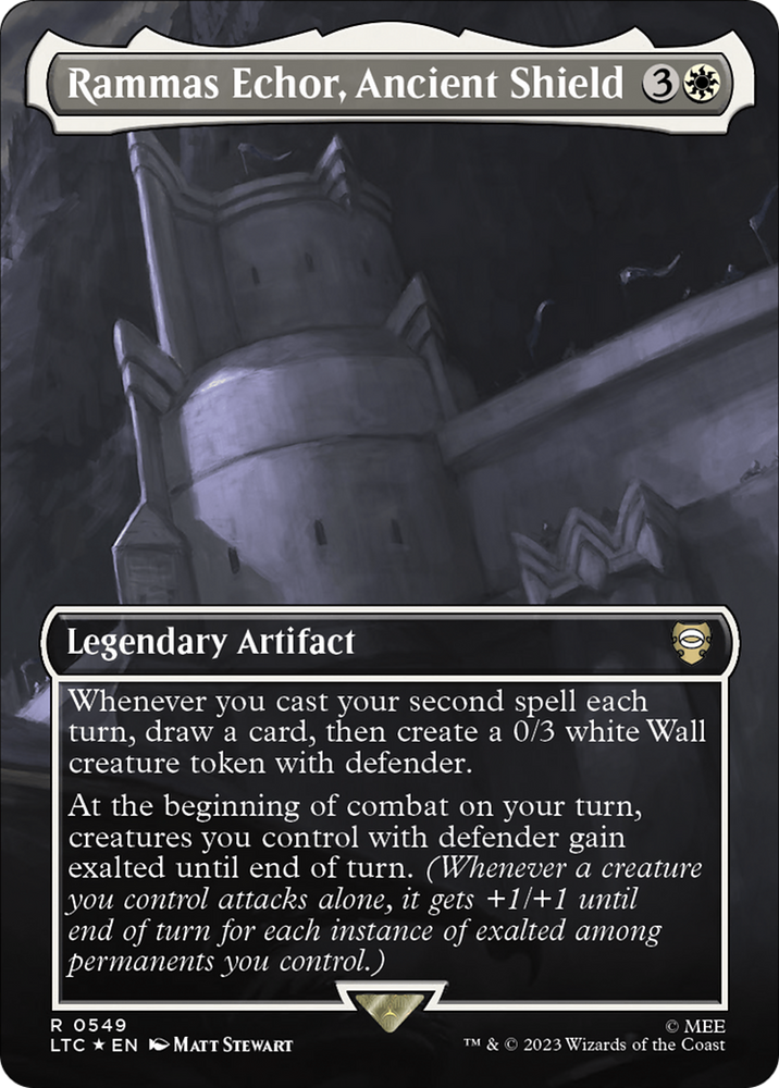 Rammas Echor, Ancient Shield (Borderless) (Surge Foil) [The Lord of the Rings: Tales of Middle-Earth Commander] Magic: The Gathering