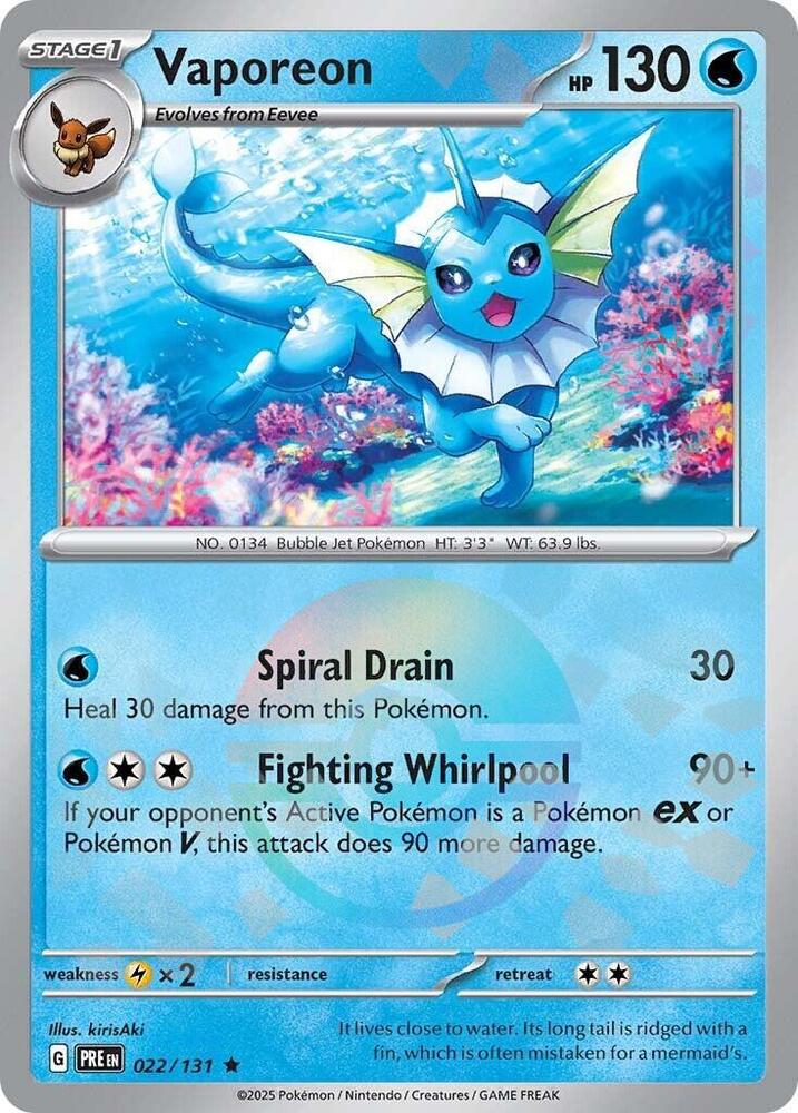 Vaporeon (022/131) (Poke Ball Pattern) [Scarlet & Violet: Prismatic Evolutions] Pokémon