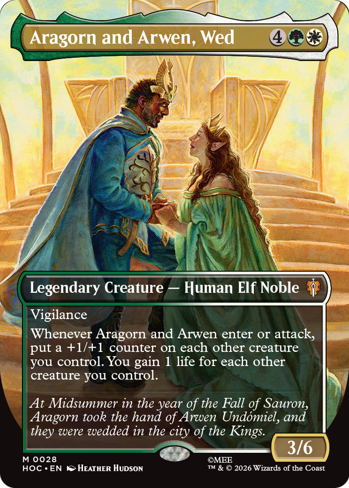 Aragorn and Arwen, Wed (Borderless) [The Hobbit] Magic: The Gathering