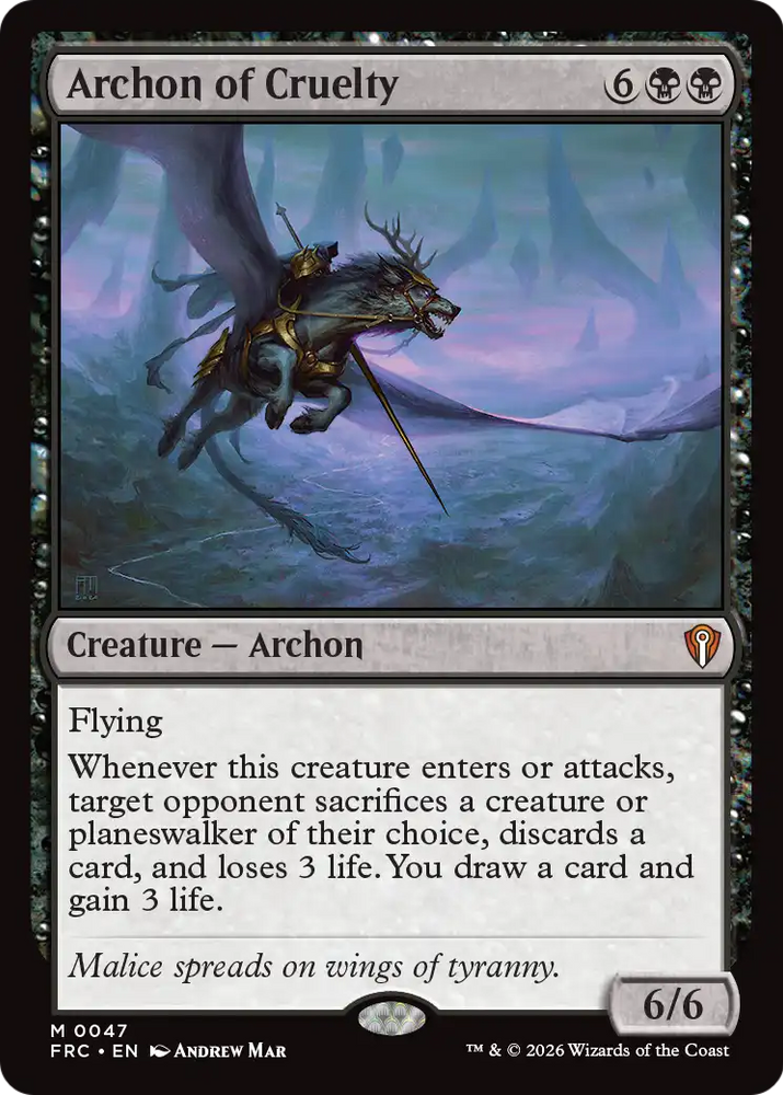 Archon of Cruelty [Reality Fracture Commander] Magic: The Gathering