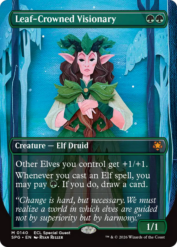 Leaf-Crowned Visionary (Borderless) [Lorwyn Eclipsed Special Guests] Magic: The Gathering