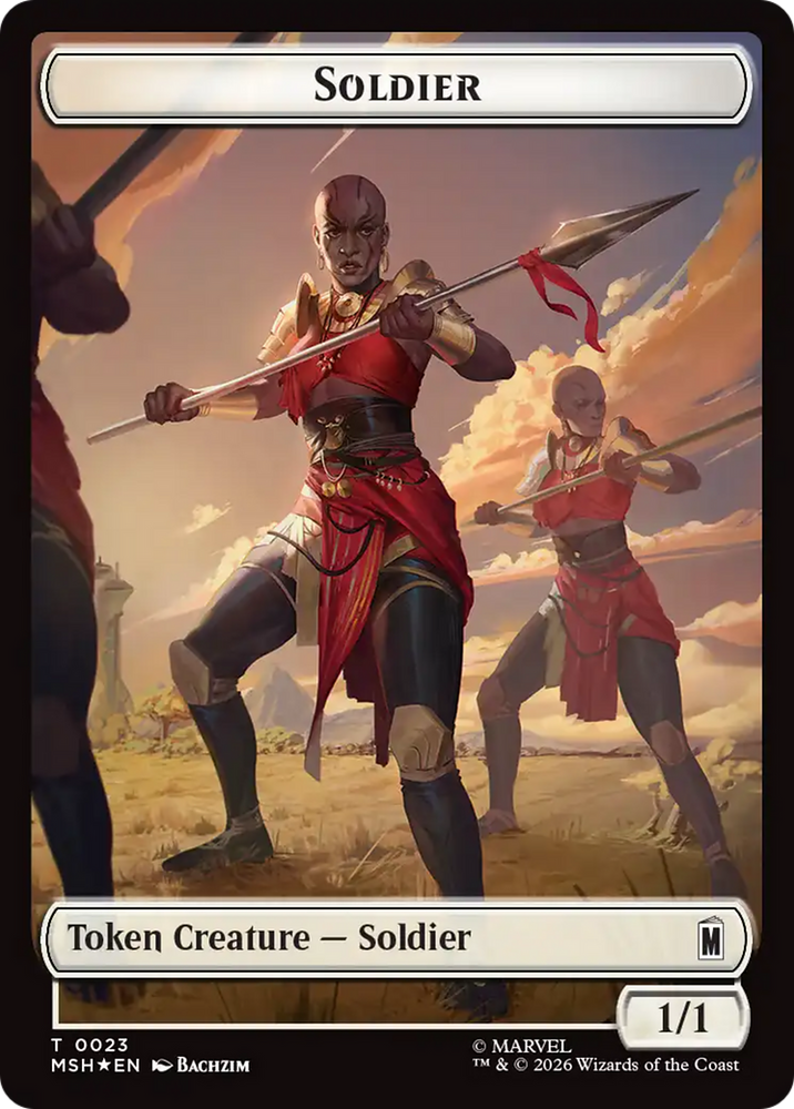 Goat // Soldier Double-Sided Token (Surge Foil) [Marvel Super Heroes Commander Tokens] Magic: The Gathering