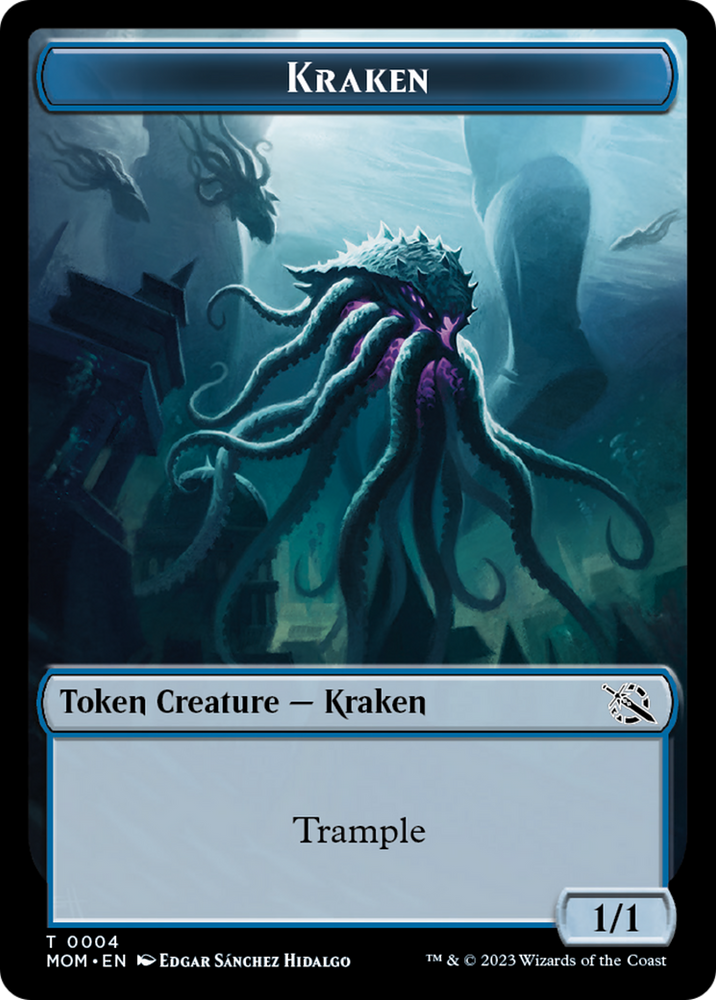 Warrior // Kraken Double-Sided Token [March of the Machine Tokens] Magic: The Gathering