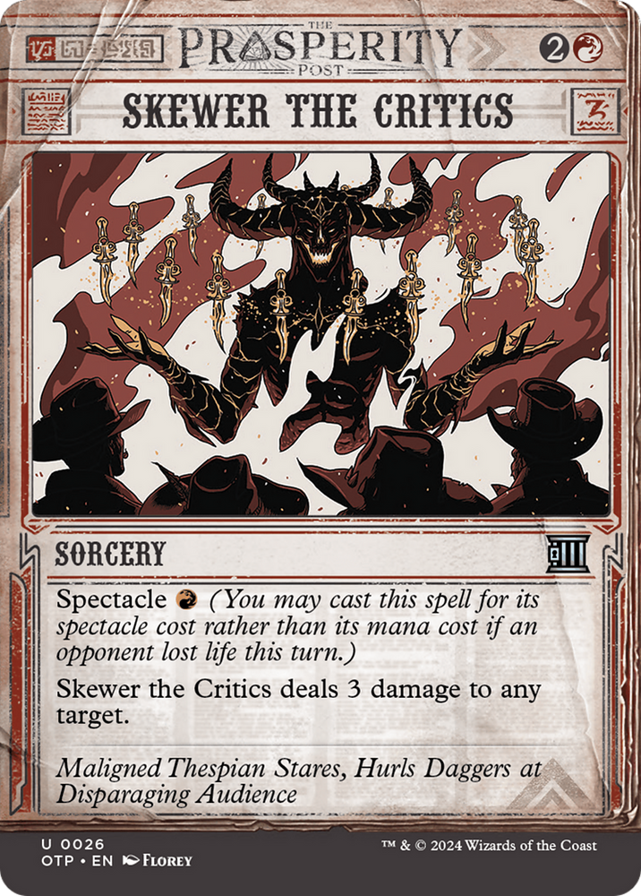 Skewer the Critics [Outlaws of Thunder Junction: Breaking News] Magic: The Gathering