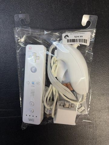 White Wii Remote w Nunchuck - Items only (Wii) VG CONSOLE