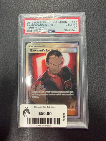 Giovanni's Exile (Full Art) - 67/68 - PSA 10.0 GEM - MT -  (Ultra Rare) Pokemon