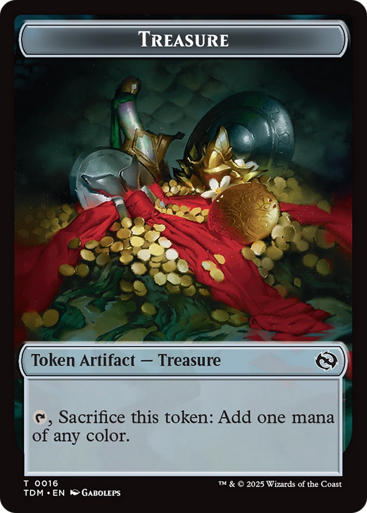 Dragon (0014) // Treasure Double-Sided Token [Tarkir: Dragonstorm Commander Tokens] Magic: The Gathering
