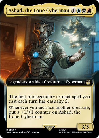 Ashad, the Lone Cyberman (Extended Art) (Surge Foil) [Doctor Who] Magic: The Gathering