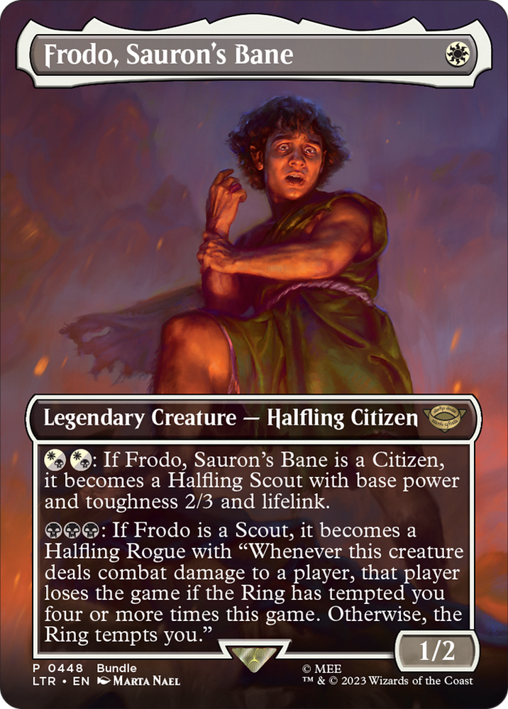 Frodo, Sauron's Bane (Borderless Alternate Art) [The Lord of the Rings: Tales of Middle-Earth] Magic: The Gathering