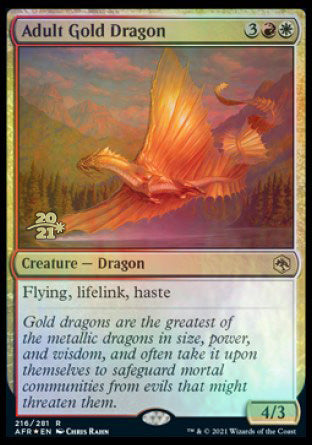 Adult Gold Dragon [Dungeons & Dragons: Adventures in the Forgotten Realms Prerelease Promos] Magic: The Gathering