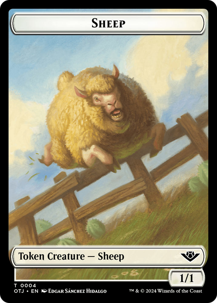 Mercenary // Sheep Double-Sided Token [Outlaws of Thunder Junction Tokens] Magic: The Gathering