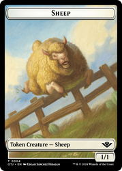 Treasure // Sheep Double-Sided Token [Outlaws of Thunder Junction Tokens] Magic: The Gathering