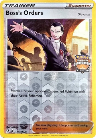 Boss's Orders (154/192) (Giovanni) (Regional Championship Promo) [Sword & Shield: Rebel Clash] Pokémon