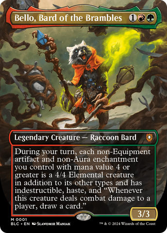 Bello, Bard of the Brambles (Borderless) [Bloomburrow Commander] Magic: The Gathering