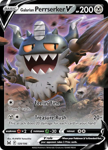 Galarian Perrserker V (129/196) [Sword & Shield: Lost Origin] Pokémon