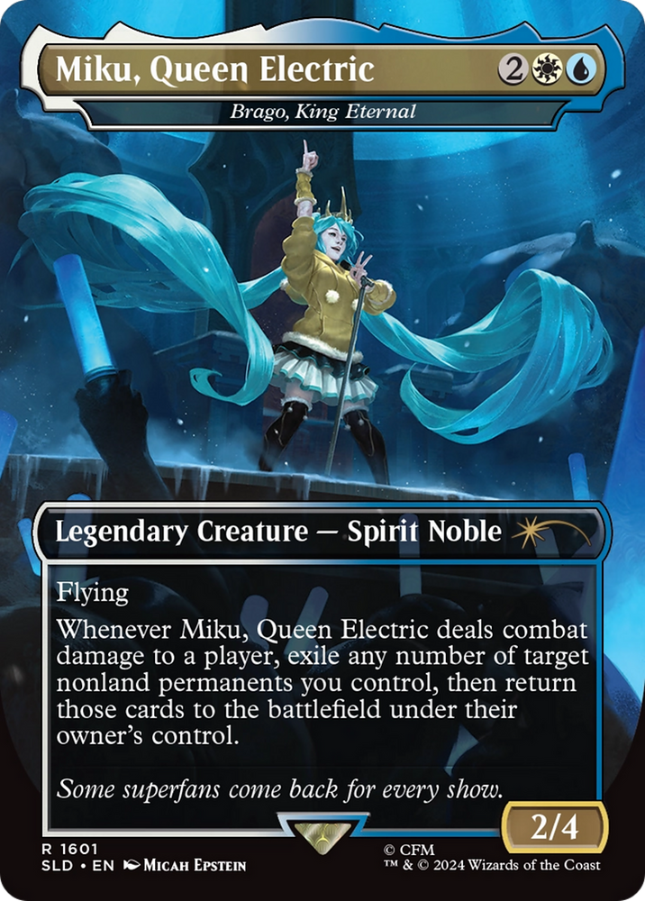 Miku, Queen Electric - Brago, King Eternal (Rainbow Foil) [Secret Lair Drop Series] Magic: The Gathering