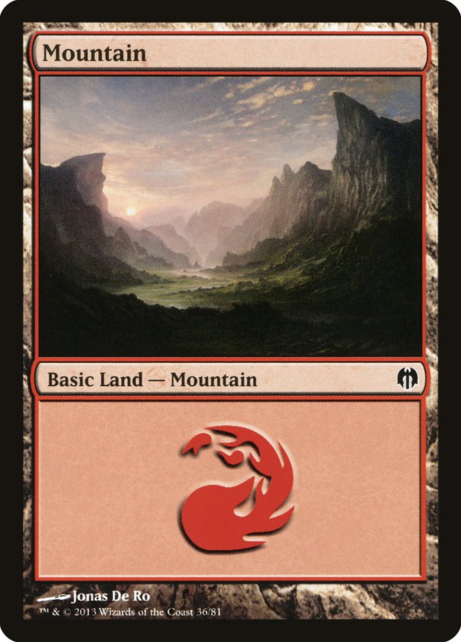 Mountain (36) [Duel Decks: Heroes vs. Monsters] Magic: The Gathering