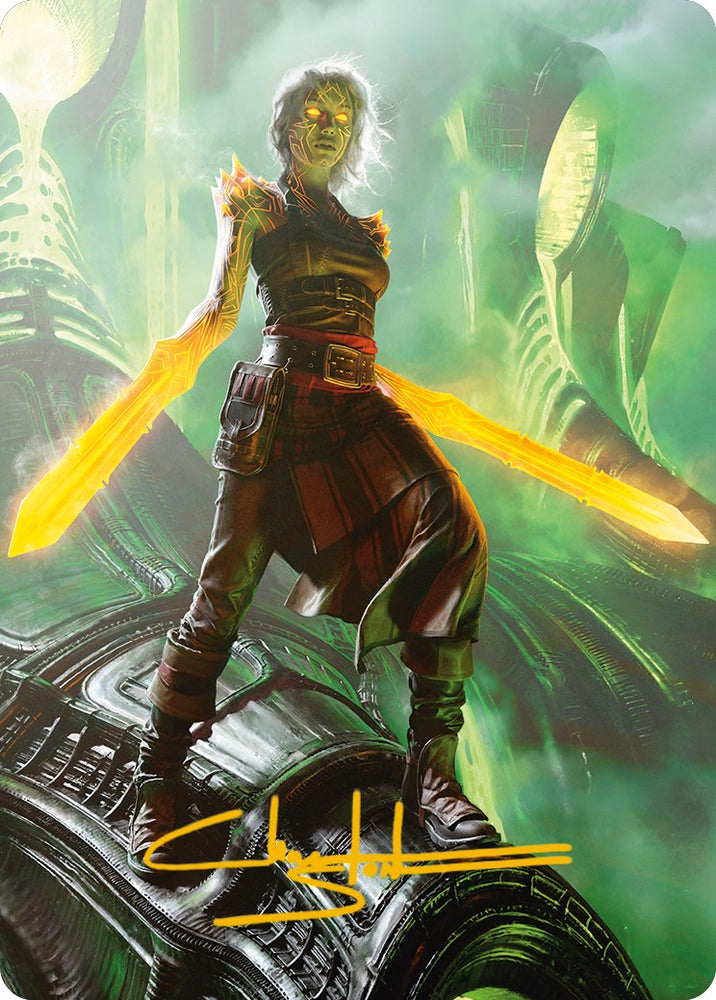 Nahiri, the Unforgiving Art Card (Gold-Stamped Signature) [Phyrexia: All Will Be One Art Series] Magic: The Gathering