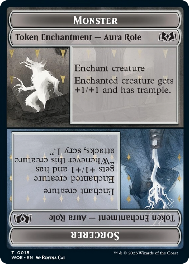 Monster Role / Sorcerer Role // Royal Role / Young Hero Role Double-Sided Token [Wilds of Eldraine Tokens] Magic: The Gathering