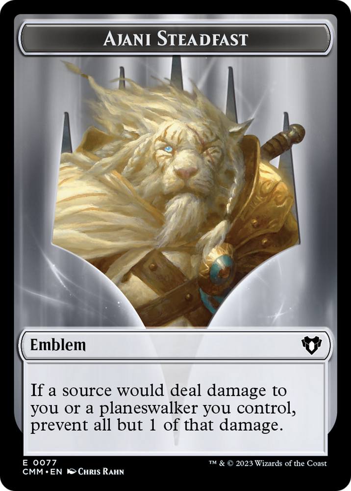 Ajani Steadfast Emblem // Wizard Double-Sided Token [Commander Masters Tokens] Magic: The Gathering