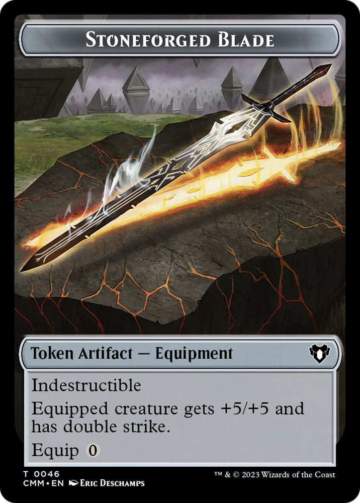 Saproling // Stoneforged Blade Double-Sided Token [Commander Masters Tokens] Magic: The Gathering