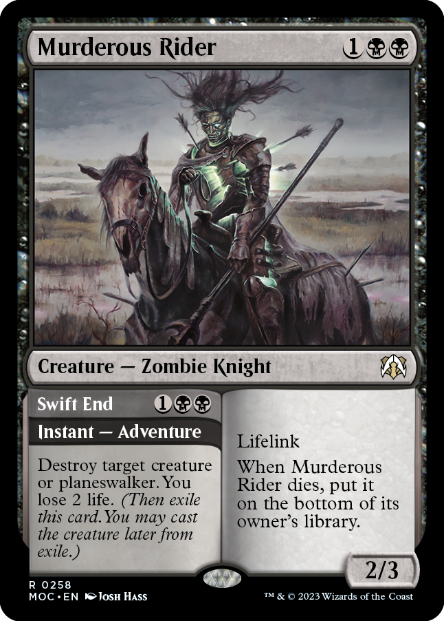 Murderous Rider // Swift End [March of the Machine Commander] Magic: The Gathering