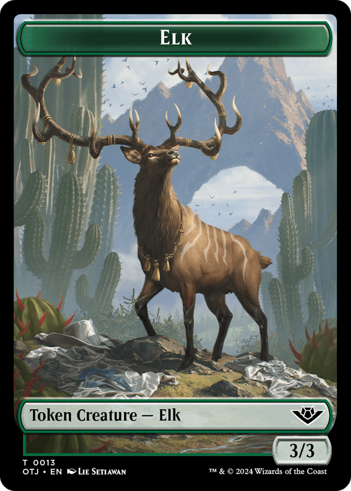 Treasure // Elk Double-Sided Token [Outlaws of Thunder Junction Tokens] Magic: The Gathering