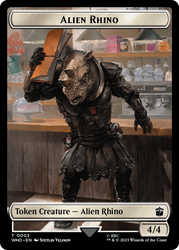 Alien Rhino // Clue (0021) Double-Sided Token [Doctor Who Tokens] Magic: The Gathering