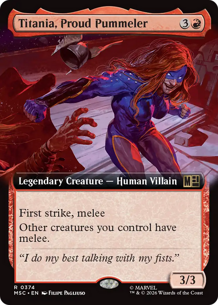 Titania, Proud Pummeler (Extended Art) [Marvel Super Heroes Commander] Magic: The Gathering