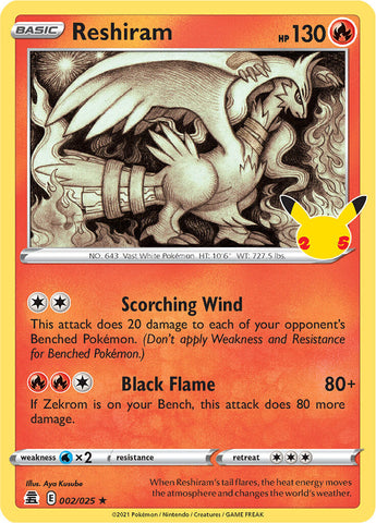 Reshiram (002/025) [Celebrations: 25th Anniversary] Pokémon