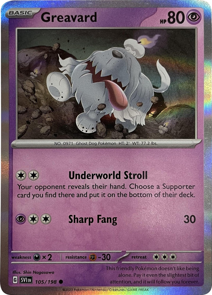 Greavard (105/198) (Mirage Holo) [Scarlet & Violet: Base Set] Pokémon