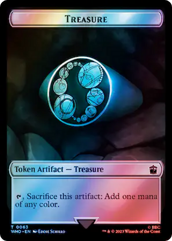 Dalek // Treasure (0063) Double-Sided Token (Surge Foil) [Doctor Who Tokens] Magic: The Gathering