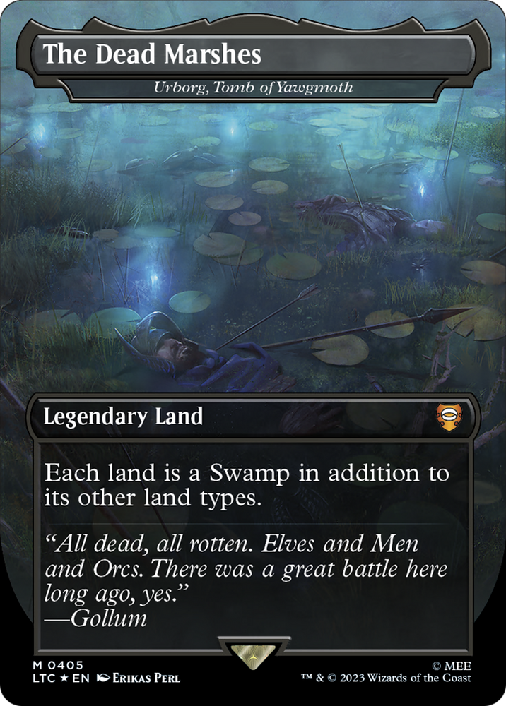 The Dead Marshes - Urborg, Tomb of Yawgmoth (Borderless) (Surge Foil Realms and Relics) [The Lord of the Rings: Tales of Middle-Earth Commander] Magic: The Gathering