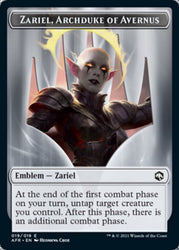 Treasure // Zariel, Archduke of Avernus Emblem Double-Sided Token [Dungeons & Dragons: Adventures in the Forgotten Realms Tokens] Magic: The Gathering