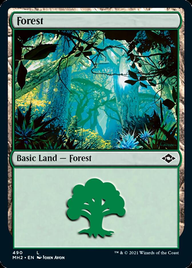 Forest (490) (Foil Etched) [Modern Horizons 2] Magic: The Gathering
